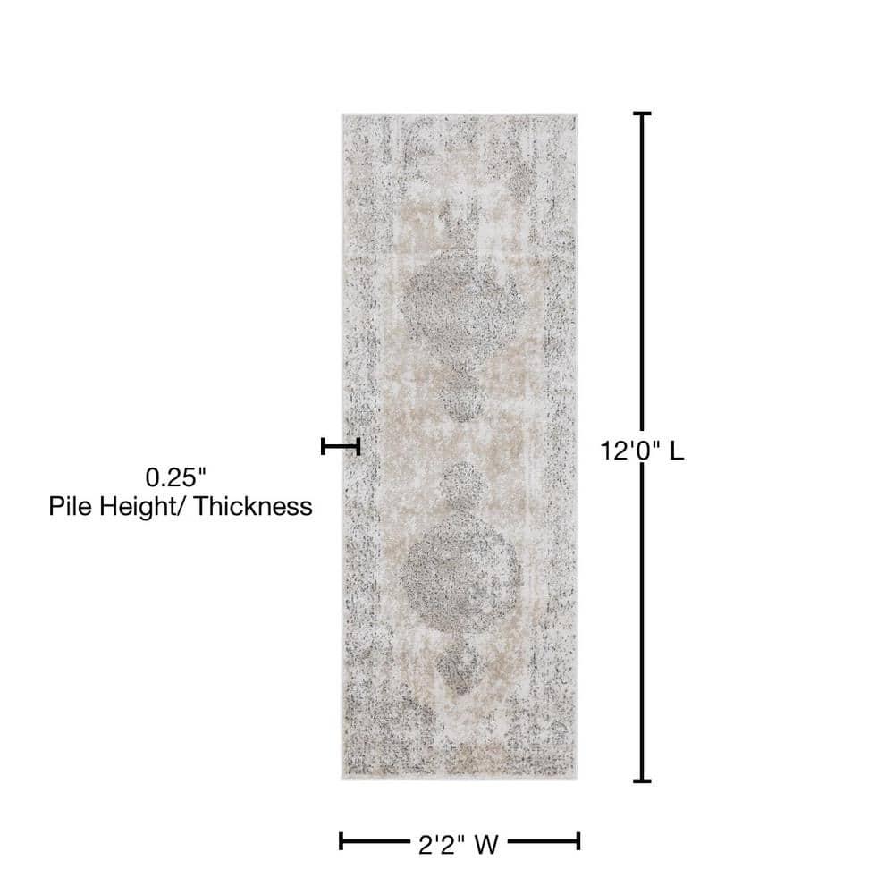 Unique Loom Portland Collection Area Rug - Woodburn (2' 2" x 12' Runner Ivory/Beige)