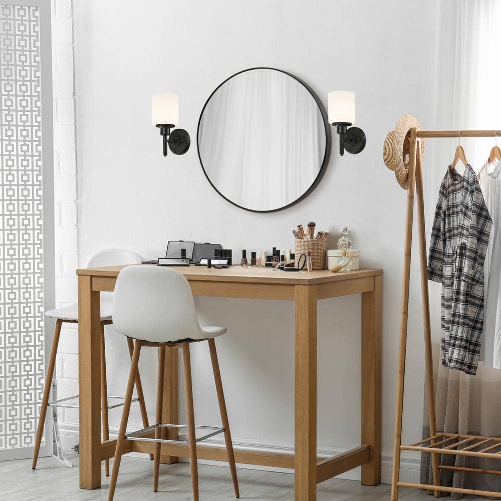 23.5 in. W x 23.5 in. H Metal Framed Flushmount Round Decorative Accent Bathroom Vanity Mirror with Black Frame