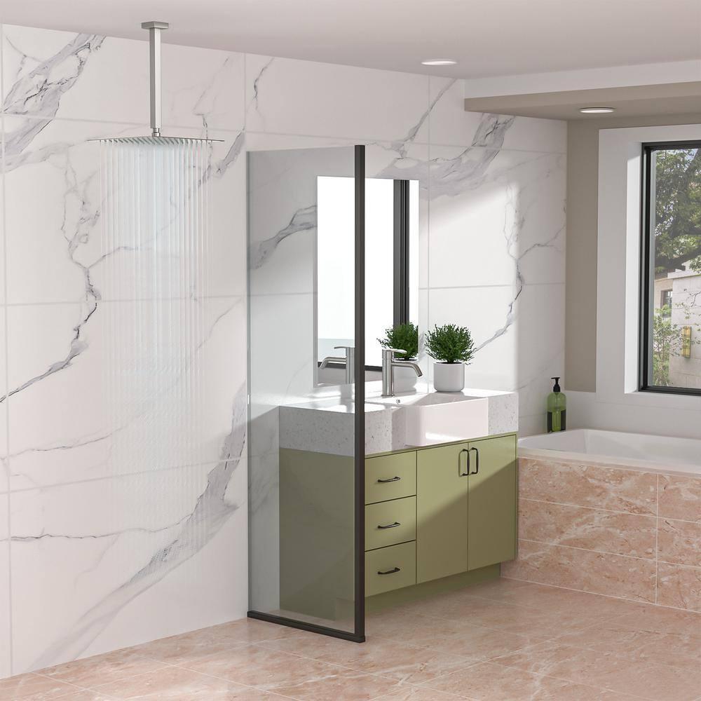 8 in. L Brushed Nickel Ceiling Mounted Rain Shower Extension Shower Arm with Flange