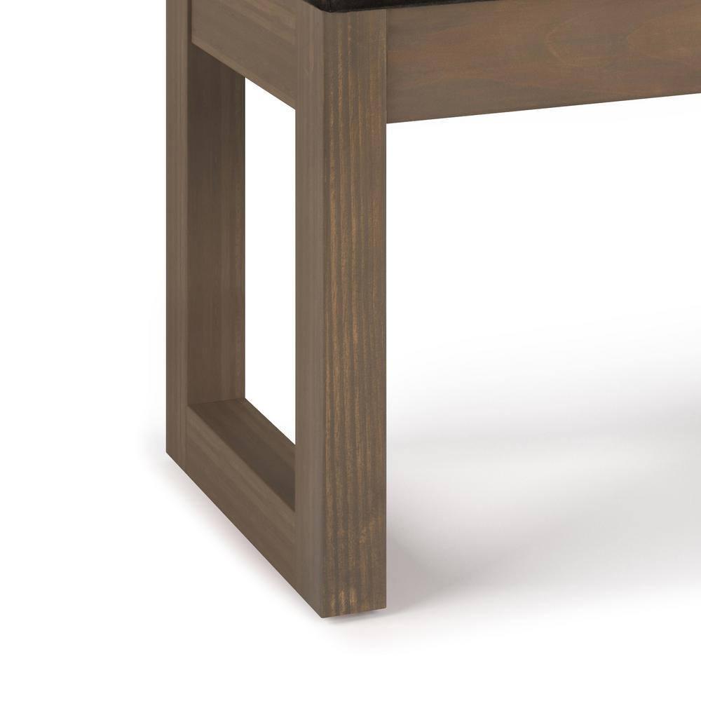 Simpli Home Milltown 26 inch Wide Contemporary Rectangle Footstool Ottoman Bench in Distressed Brown Faux Leather