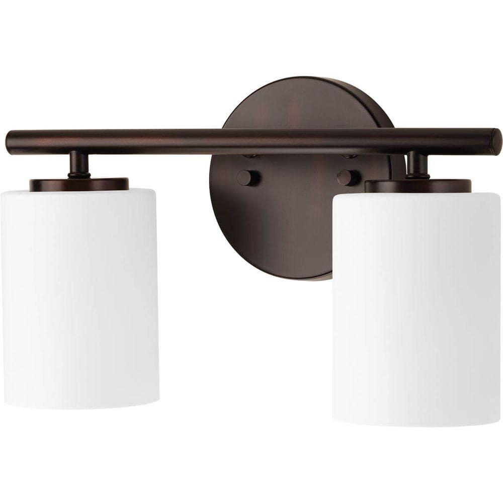 Progress Lighting Replay Collection 2-Light Bath Vanity, Brushed Nickel, Shade Included