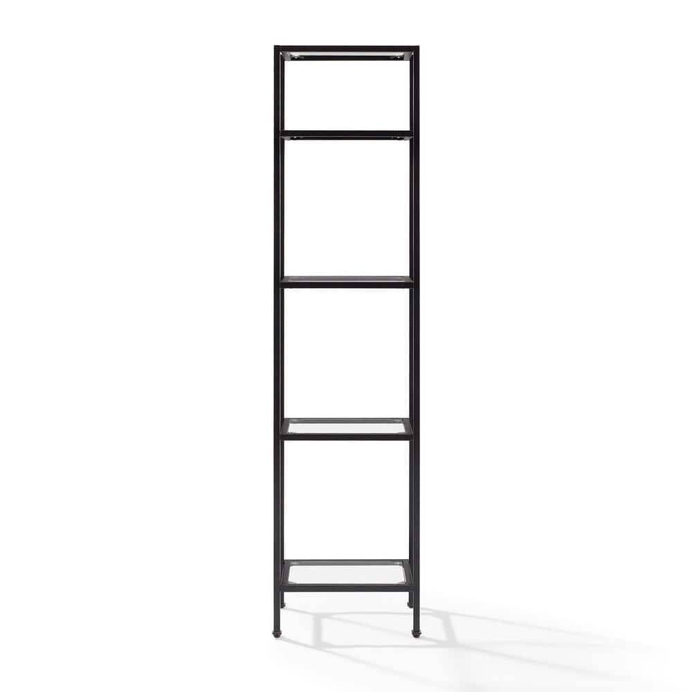 73" Aimee Narrow Etagere Oil Rubbed Bronze - Crosley: Tempered Glass, 4-Tier Storage, Steel Frame