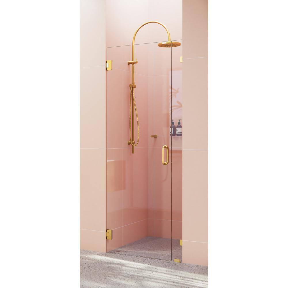 Illume 33.5 in. x 78 in. Fully Frameless Wall Hinge Shower Door