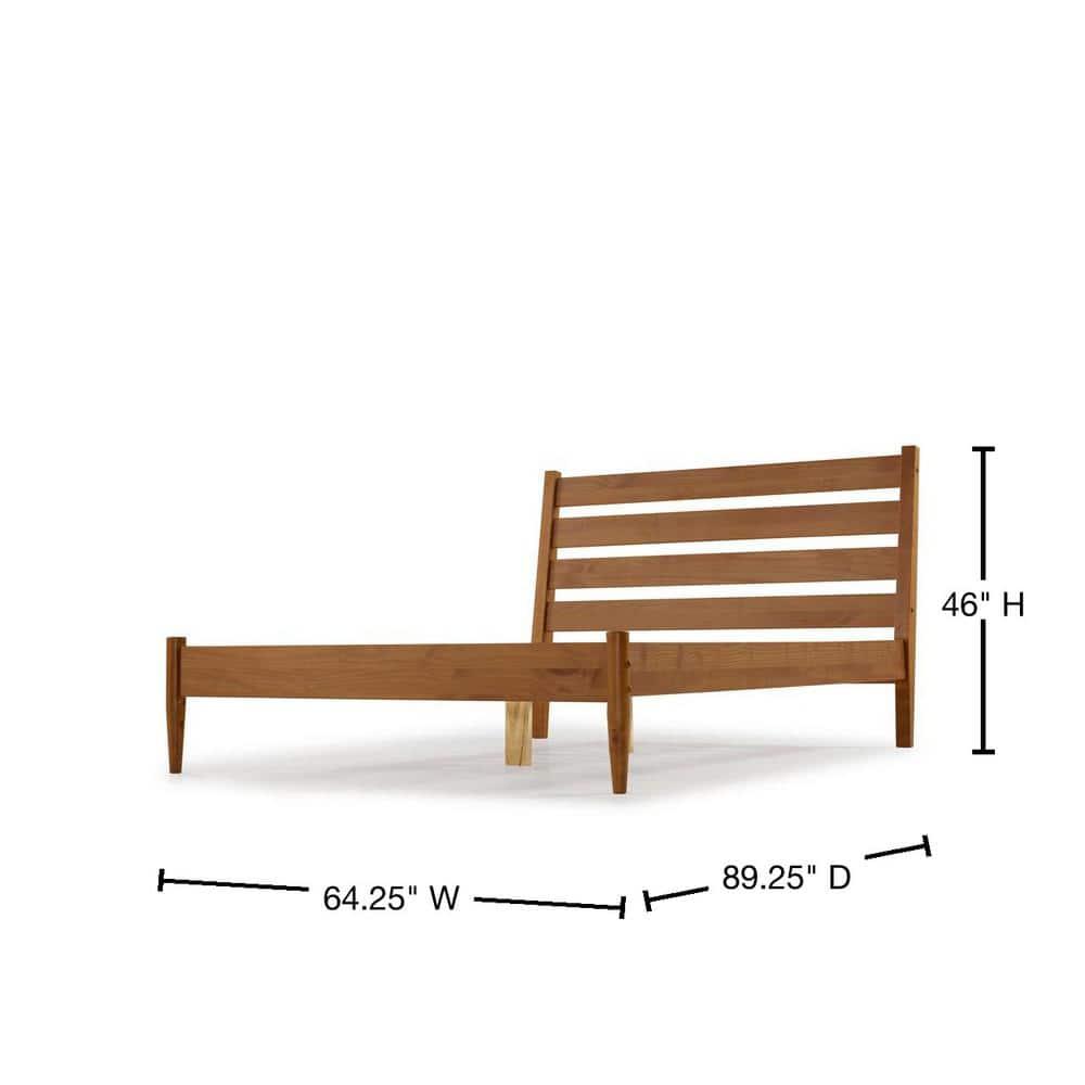 Camaflexi Mid Century Platform Bed Queen Size Solid Wood Bed Frame, Castanho 100% Solid Wood