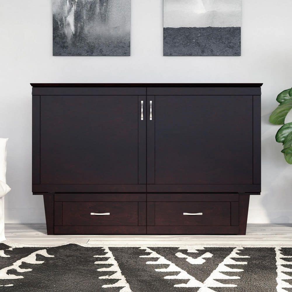 Queen Monroe Murphy Bed Chest with Memory Foam Mattress - AFI