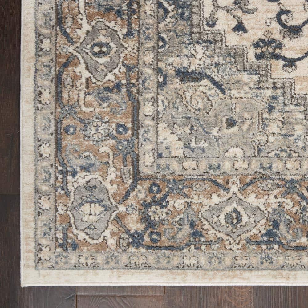 Nourison Concerto Center Medallion Indoor Rug Ivory Grey 5'3" x 7'3"