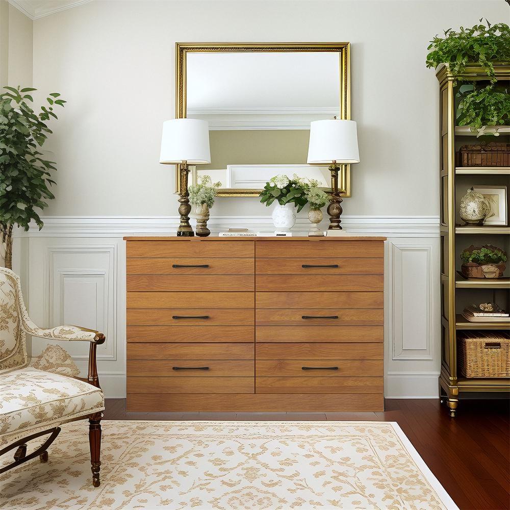 Galano Elis Amber Walnut 6 Drawer 47.2 in. Wide Dresser (Sturdy, Effortless Assembly with Interlocking Drawers)