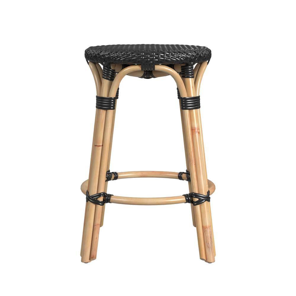 Butler Specialty Company Tobias Rattan Round 24" Counter Stool - Black