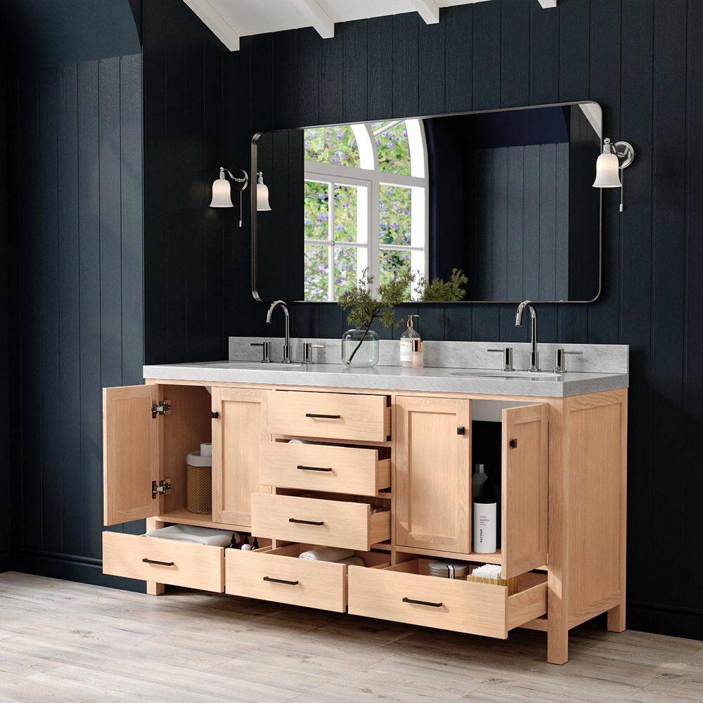 Cambridge 72'' Double Bathroom Vanity with Carrara Marble Top