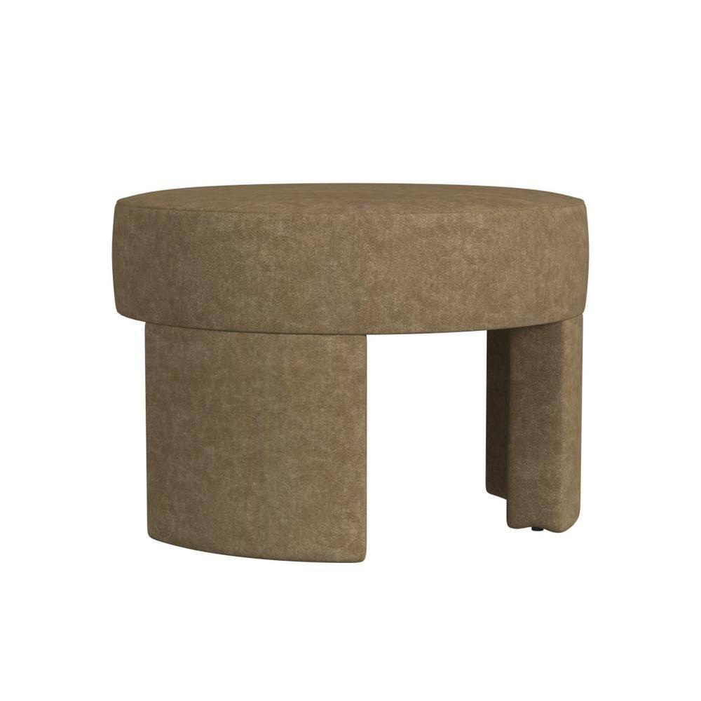 Sophia Ottoman Mocha - HomePop: Velvet Upholstered, Footrest, Round Bench, No Assembly Required