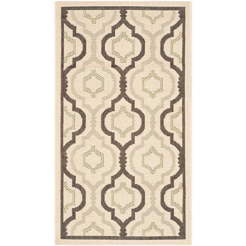 Courtyard CY7938 Power Loomed Indoor and Outdoor Accent Rug - Beige/Black - 2'7"x5' - Safavieh