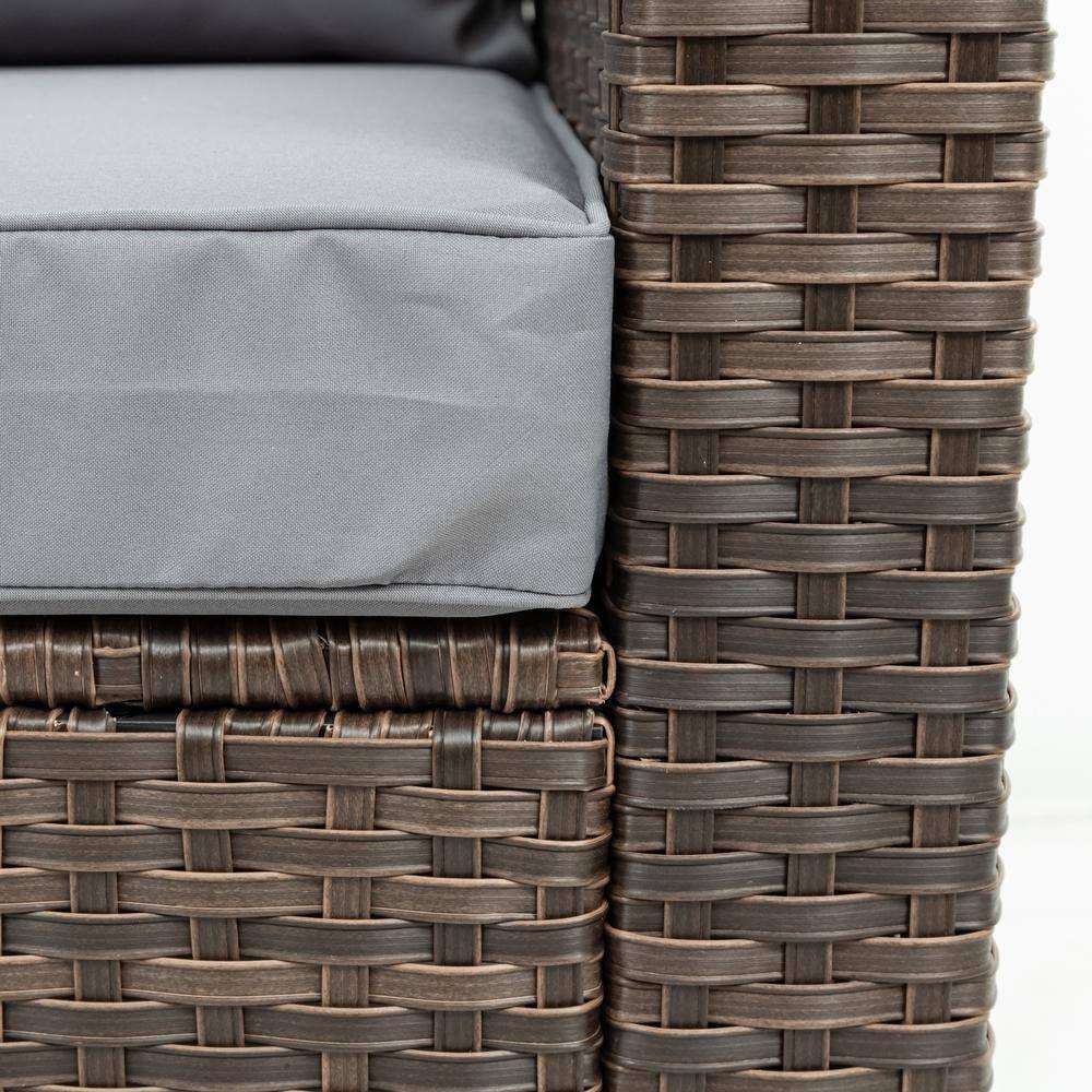 6-Piece Gray Cushioned Rattan Wicker Outdoor Sofa Set