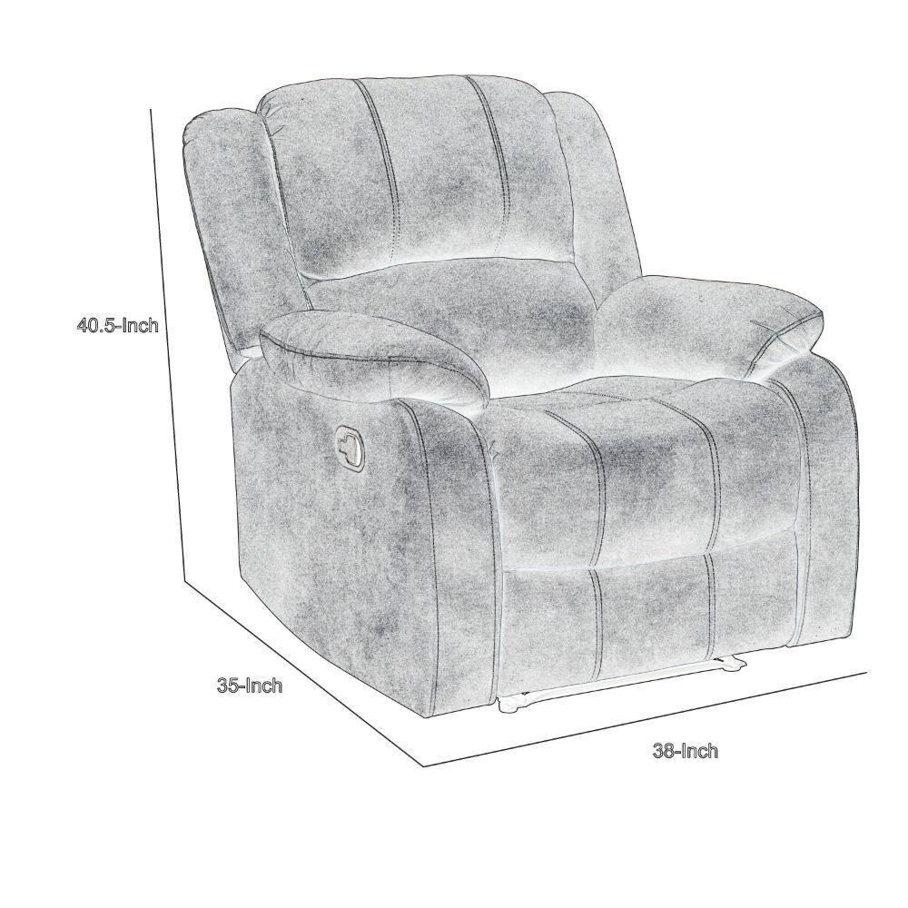 Benjara BM314756 38 in. Chris Manual Glider Recliner Chair, Solid Wood - Light Gray Chenille