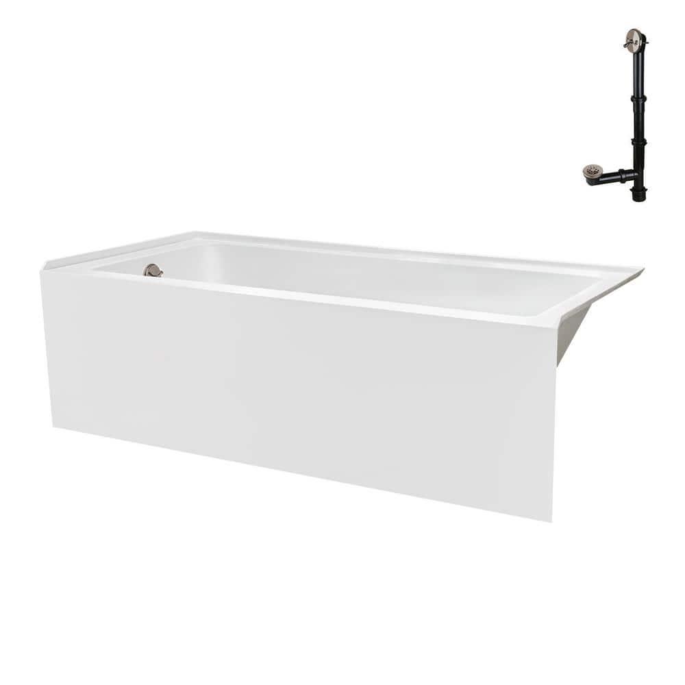 Streamline Bath Streamline 60 in. x 32 in. Acrylic Left-Hand Drain Alcove Bathtub in Glossy White With External Drain NAL-5560-BNK