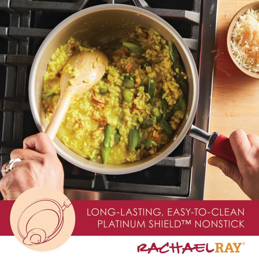 Rachael Ray Create Delicious 14.3" Aluminum Nonstick Wok Red: Dishwasher & Oven Safe, Silicone Handle, Induction Compatible