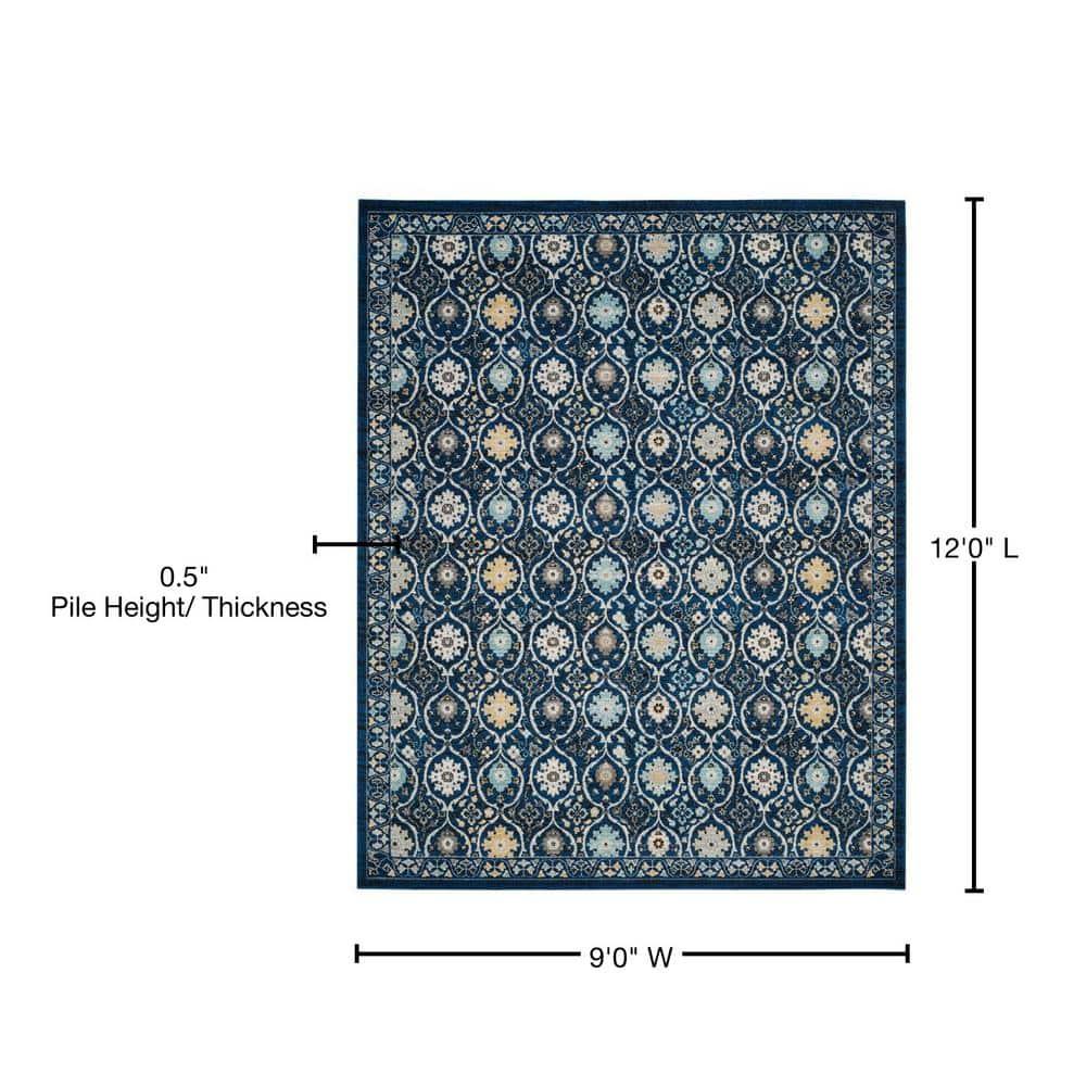 SAFAVIEH Evoke Charlotte Floral Geometric Area Rug, Royal/Ivory, 9' x 12'