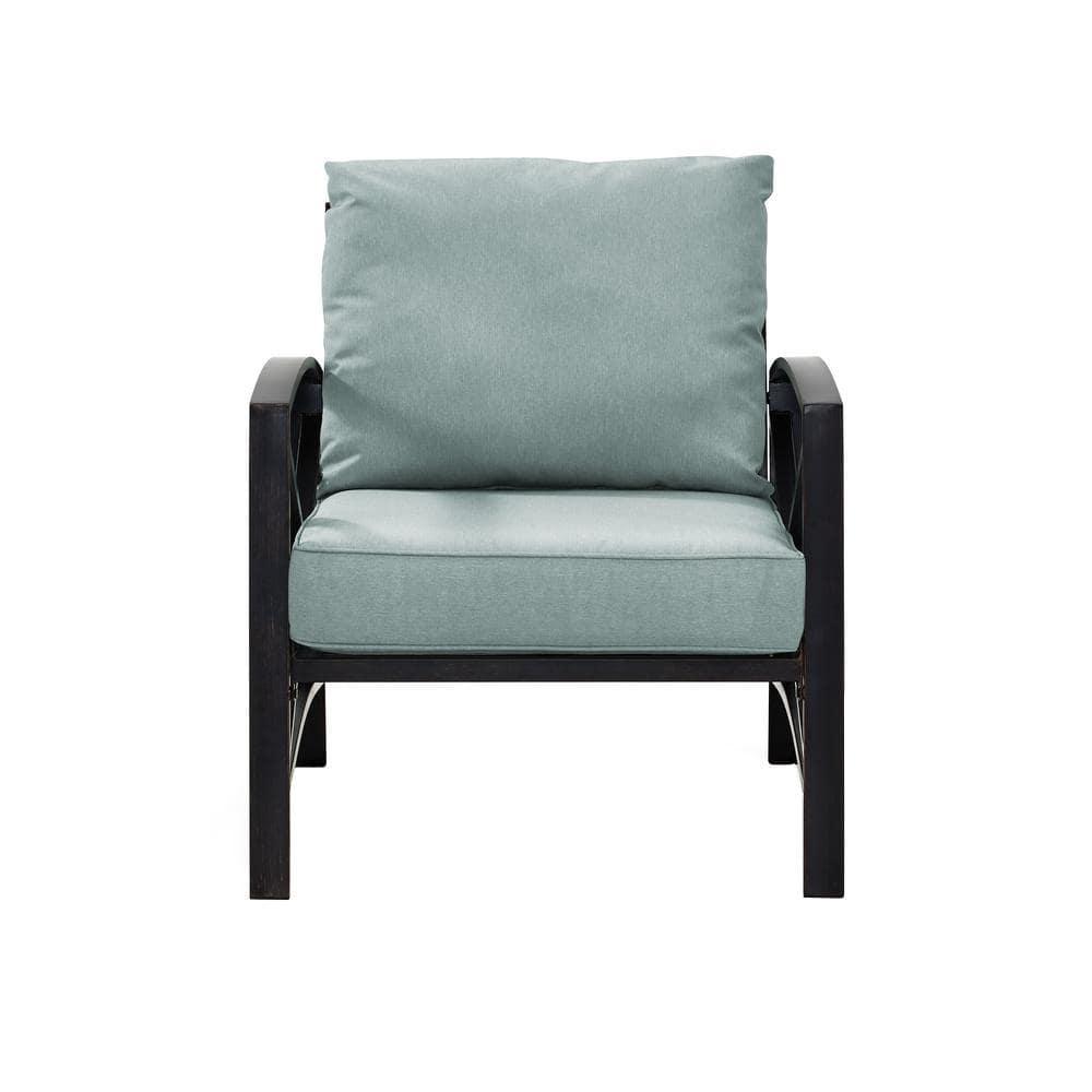 Kaplan Outdoor Arm Chair Mist - Crosley: Steel Frame, Weather-Resistant Patio Furniture with Cushions