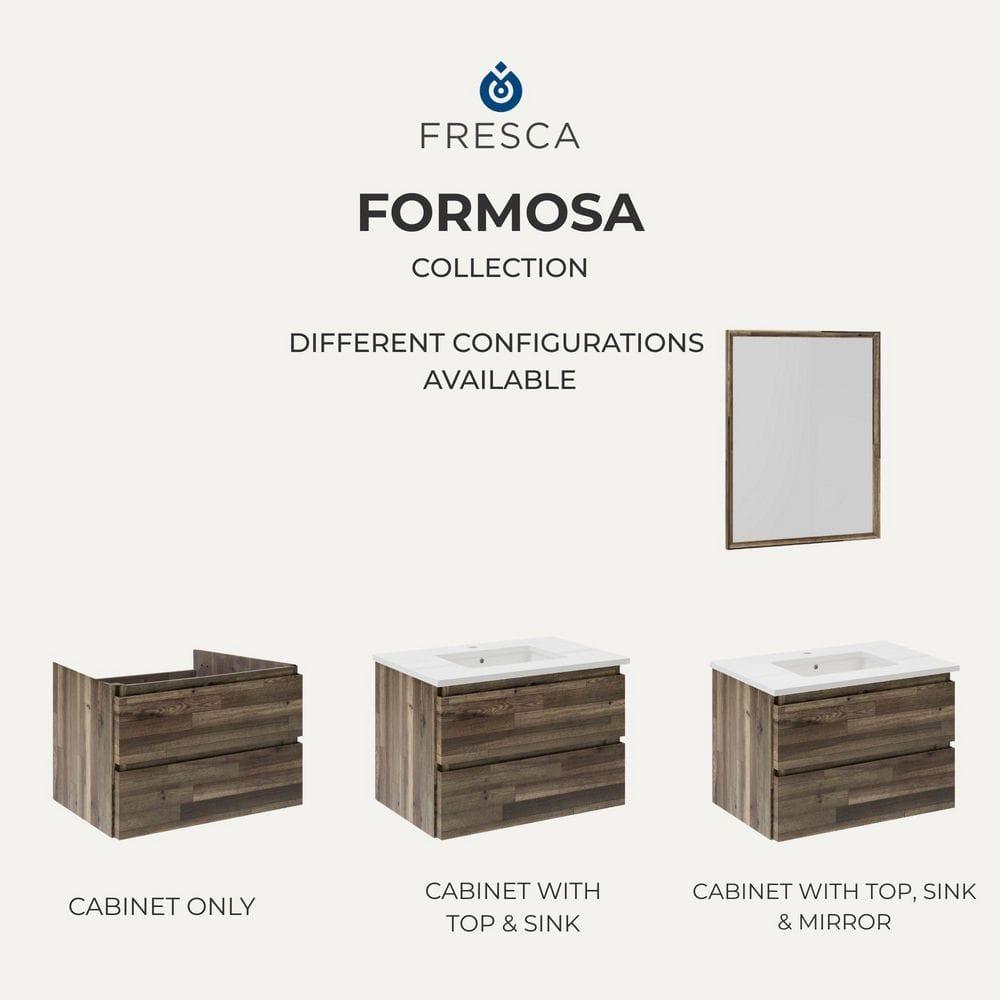 Fresca Formosa 60" Wall Mount Floating Double Sink Modern Bathroom Vanity with Top, Sinks and Mirrors - Faucets Not Included