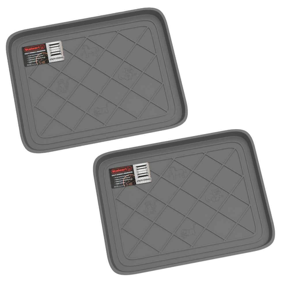 Stalwart All Weather Boot Tray – Water Resistant Plastic Utility Diamond Pattern Shoe Mat – Indoor or Outdoor Doormats for All Season Use by Stalwart (Set of 2)
