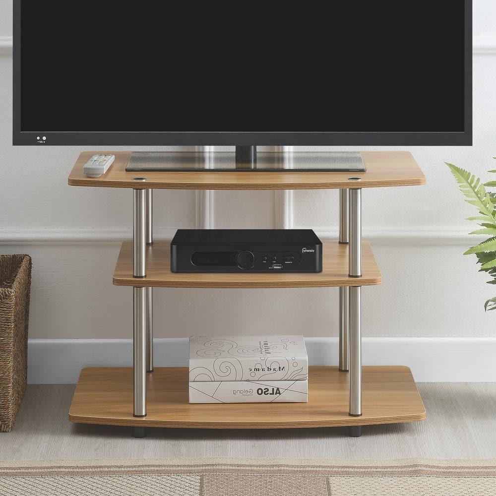 Convenience Concepts Designs2Go No Tools 3 Tier TV Stand, Light Oak