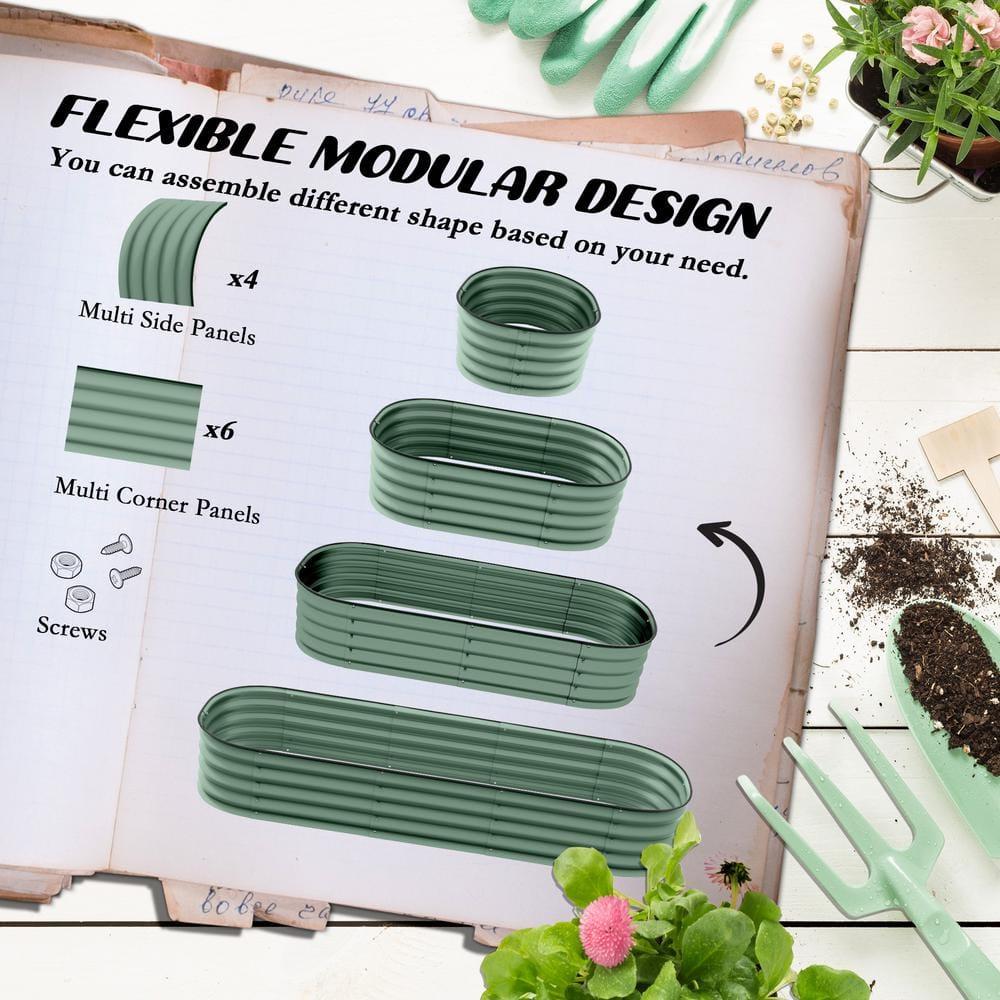 Galvanized Raised Garden Bed Kit, Outdoor Metal Elevated Planter Box with Safety Edging, Easy DIY Stock Tank for Growing Flowers, Herbs & Vegetables(6.4' x 2' x 1')