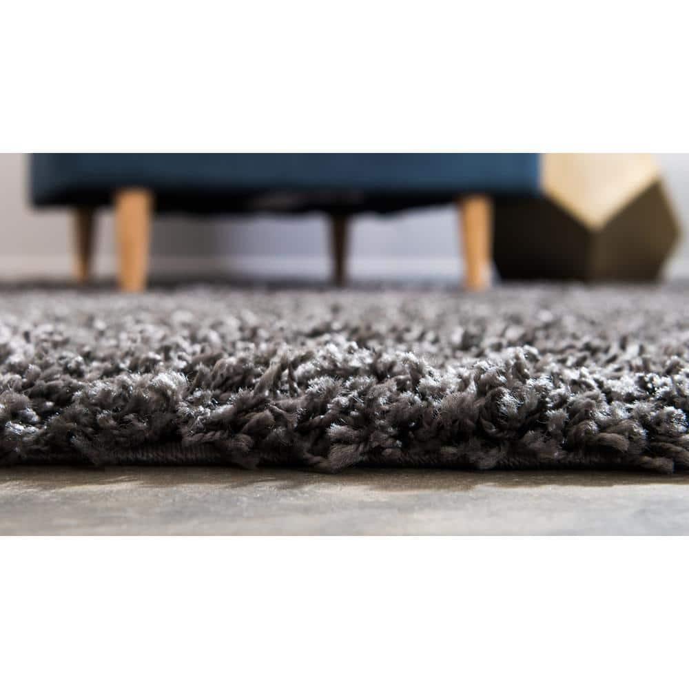 Unique Loom 4' 1 x 6' 1 Solid Shag Graphite Gray Area Rug