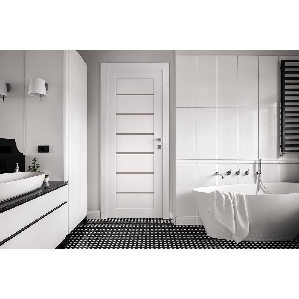 Belldinni Alba Solid Manufactured Wood and Glass Paneled Wood Finish Standard Door Slab