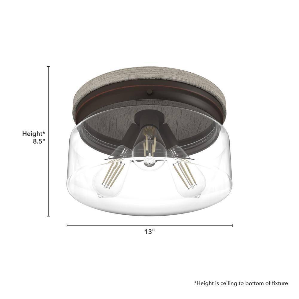 Hunter Fan Hunter Devon Park Onyx Bengal And Barnwood 3 Light Flush Mount Ceiling Light Fixture