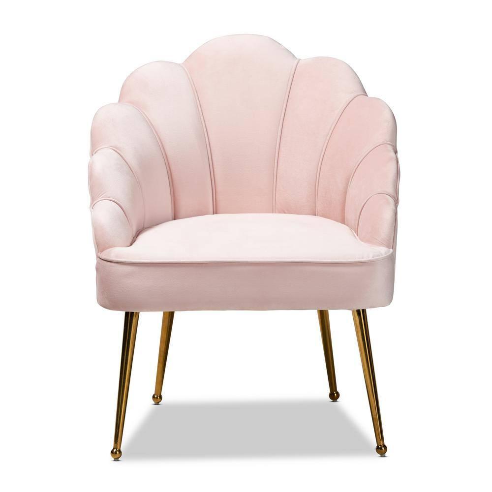 Cinzia Velvet Upholstered Seashell Shaped Accent Chair - Baxton Studio