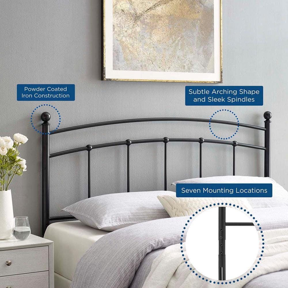 Modway Abigail Queen Modern Style Powder Coated Iron Headboard in Black