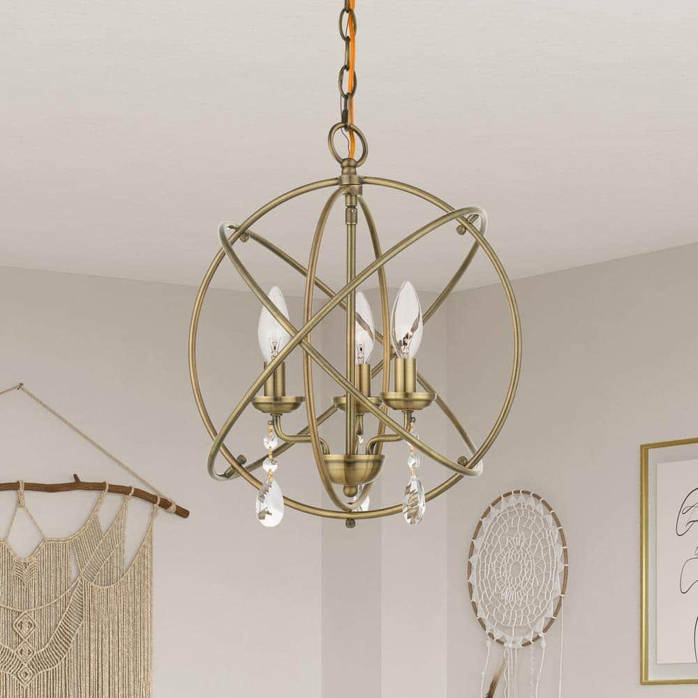 Livex Lighting Aria 3 - Light Chandelier in  Antique Brass
