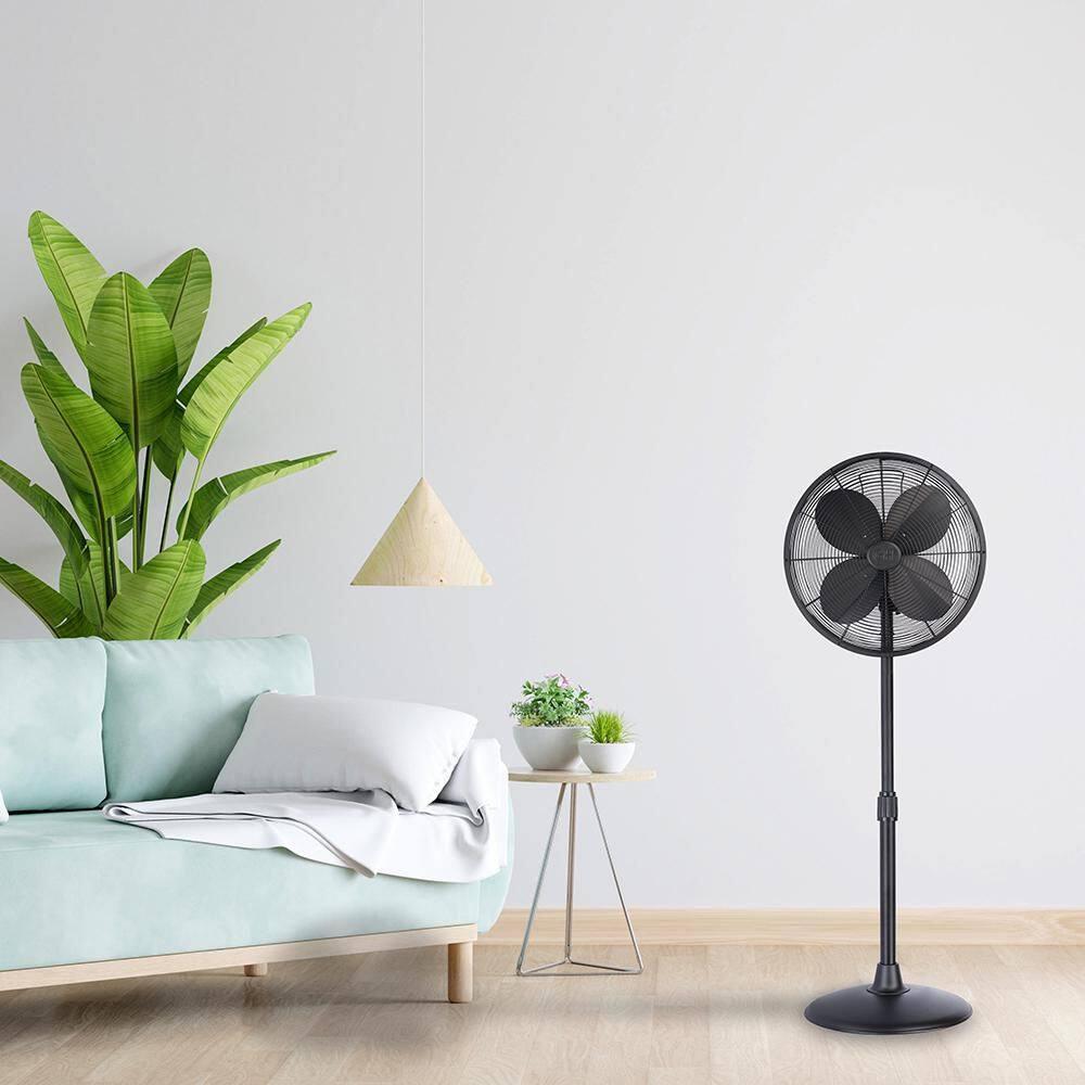 Good Housekeeping All-Metal 3-Speed 16" Oscillating Conference Room Pedestal Fan with Telescopic Height Adjustment (Multiple Finishes Available)