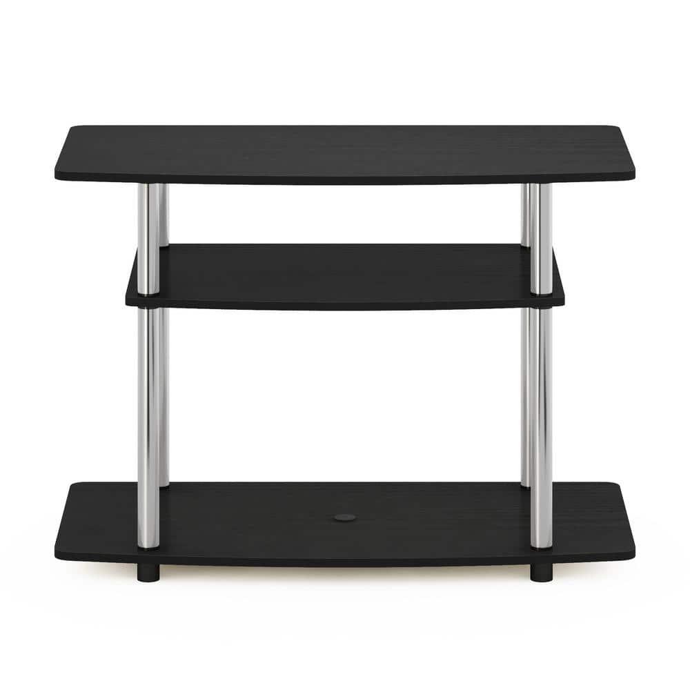 FETON Turn-N-Tube No Tools 3-Tier Entertainment Center TV Stand for TV up to 32 Inch, Stainless Steel Tubes, Americano/Chrome