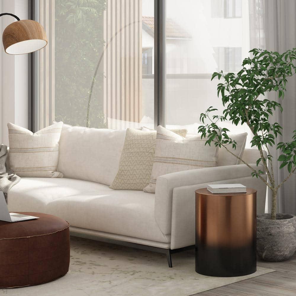 Simpli Home Curtis 16"W Metal Industrial End Table with Cylinder Design and Ombre Finish, Assembled