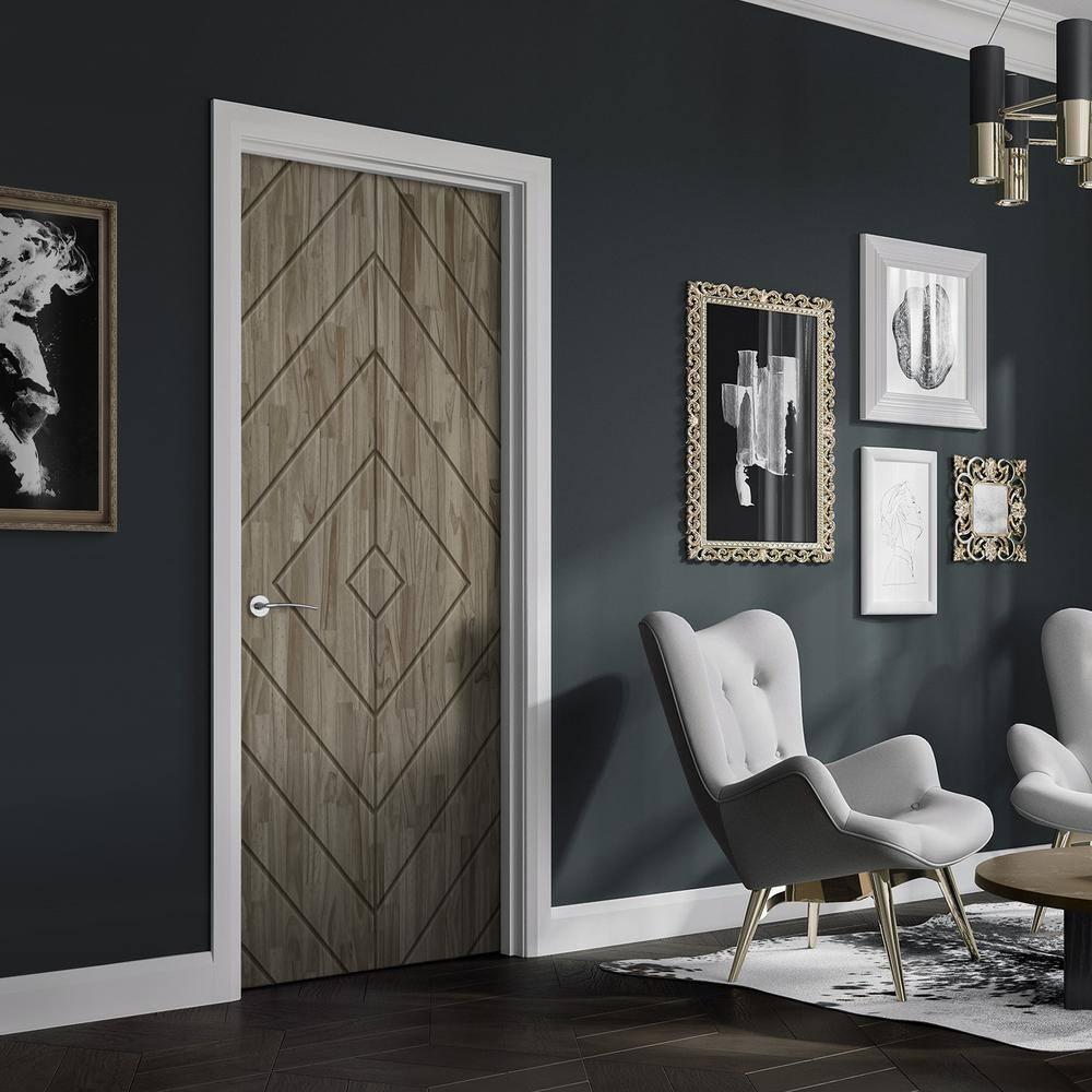 Calhome Stained Smooth Pine Wood Single Prehung Interior Door