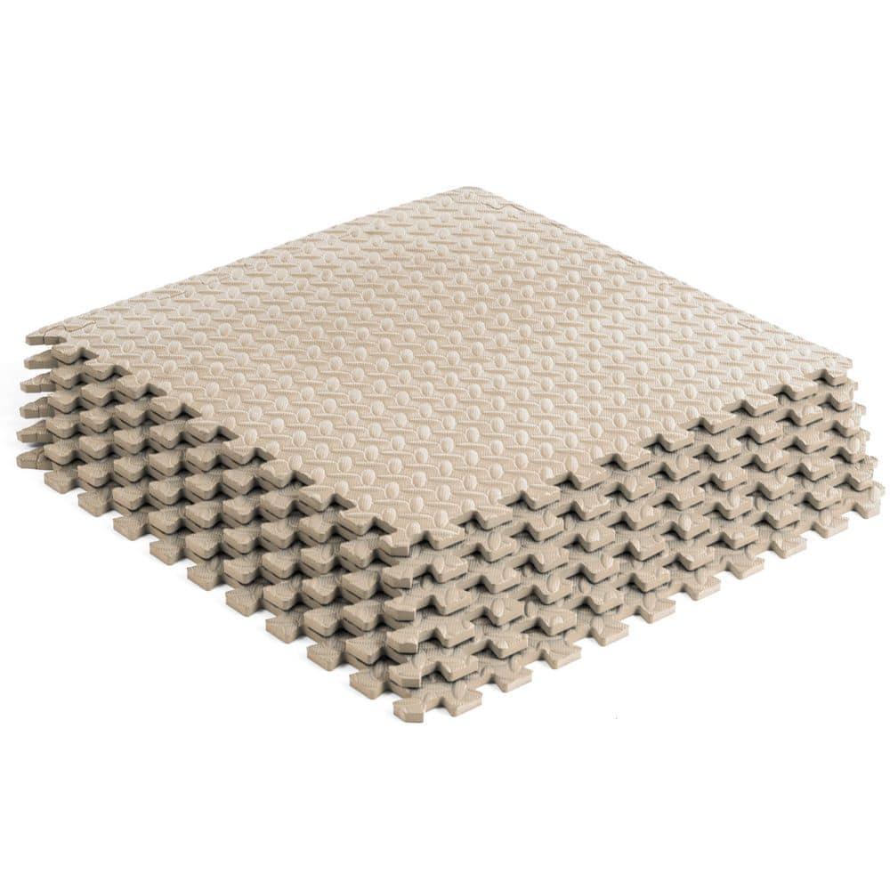 ProsourceFit Exercise Puzzle Mat 1/2-in, Beige, 24 Sq Ft - 6 Tiles
