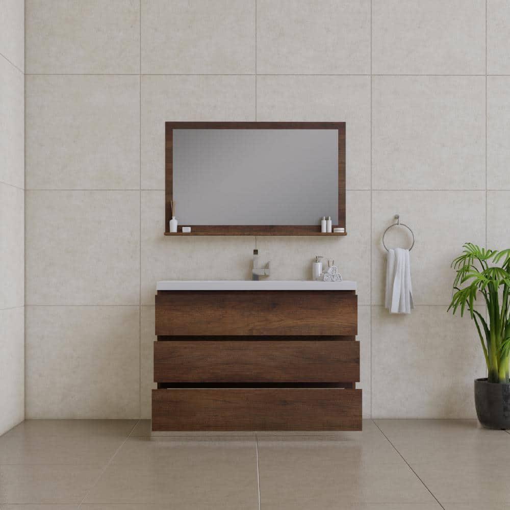 Alya Bath Paterno 48" Modern Wood Freestanding Bathroom Vanity in Rosewood Brown