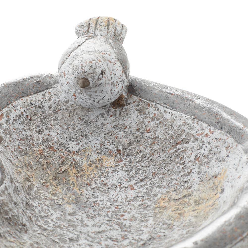 DecMode 6" Indoor Outdoor Bird Garden Sculpture with Bath Bowl