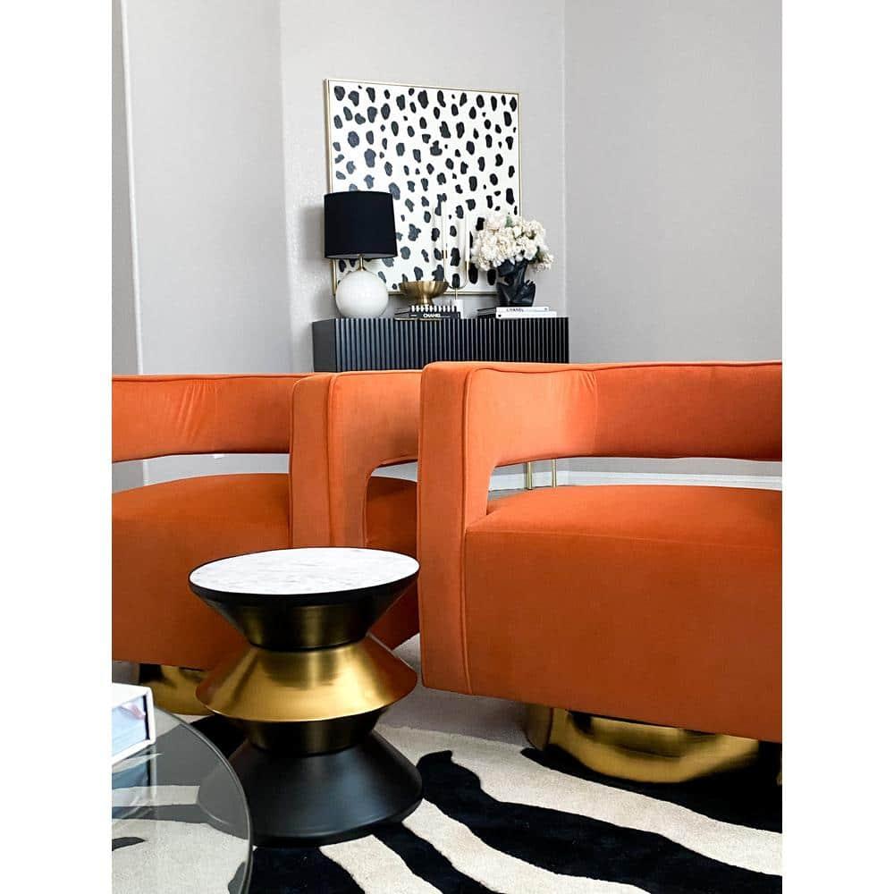 Azizi Stone Top Side Table - ACC3202A - Black/Gold - Safavieh