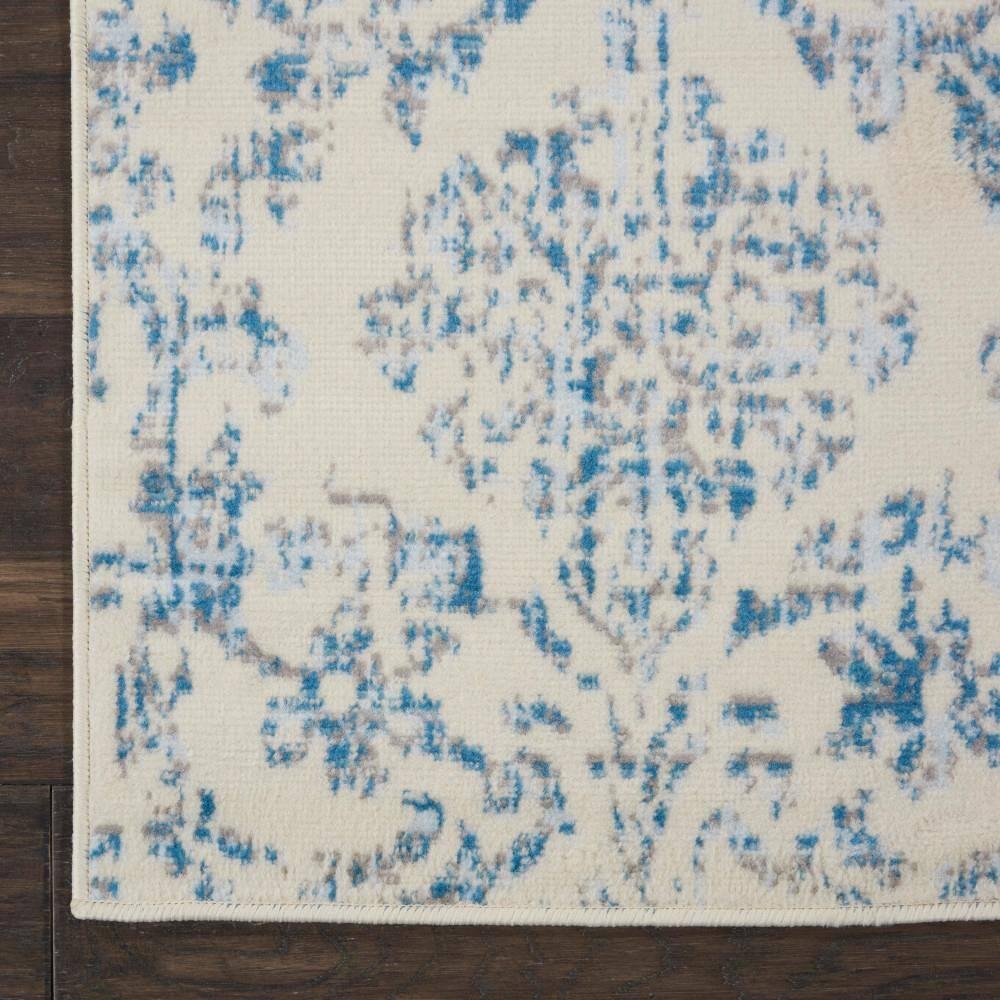 Nourison Jubilant 2' x 4' Ivory/Blue Area Rug Farmhouse Vintage Damask by Nourison