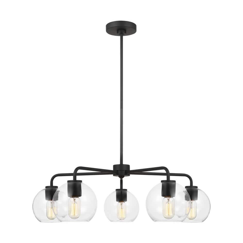 Generation Lighting Orley 5 -Light Matte Black Transitional For Use in Dining Rooms, Foyers, Living Rooms Chandelier