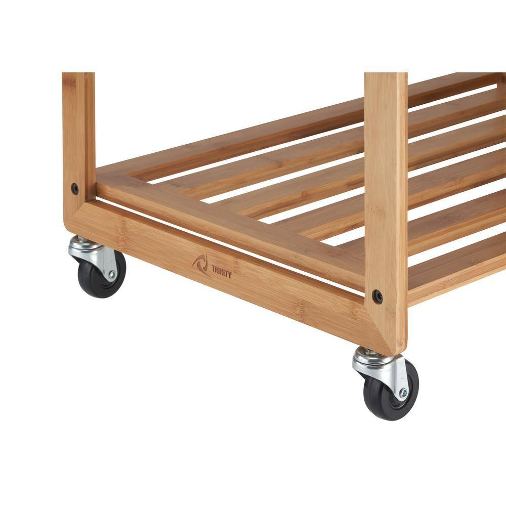 Trinity TRINITY EcoStorage 3-Bag Rolling Bamboo Laundry Cart w/ Poles