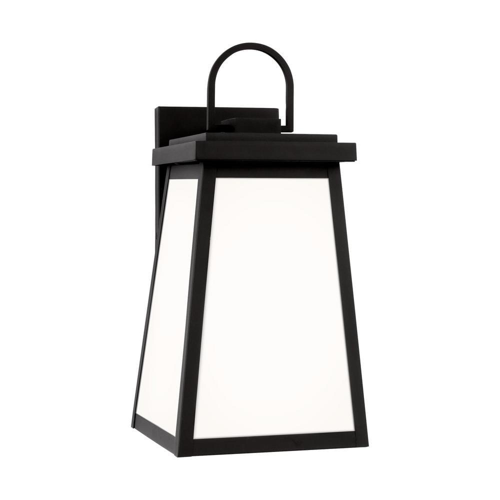 Founders Large 1-Light Black Transitional Exterior Outdoor Wall Sconce with Clear and White Glass Panels Included