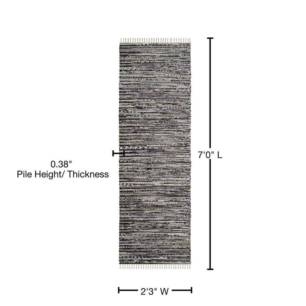 Rag Rug RAR128 Hand Woven Indoor Runner Rug - Grey - 2'3"x7' - Safavieh.