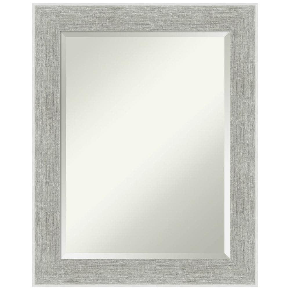 23" x 29" Glam Framed Bathroom Vanity Wall Mirror Linen Gray - Amanti Art: Modern, Beveled, Wall-Mounted