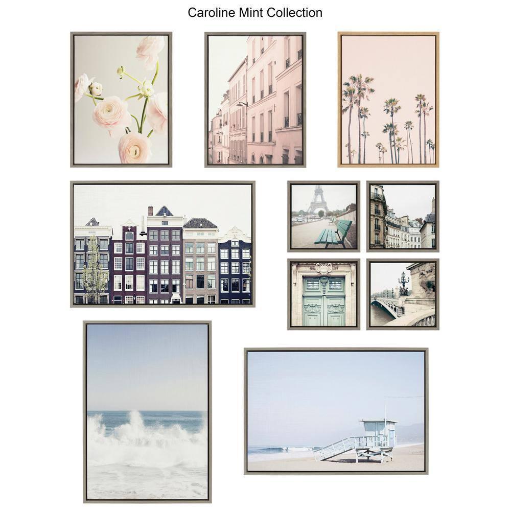 18" x 24" (Set of 2) Sylvie Classic Parisian Blue Paris Door by Caroline Mint Framed Wall Canvas Set Gold - Kate & Laurel All Things Decor