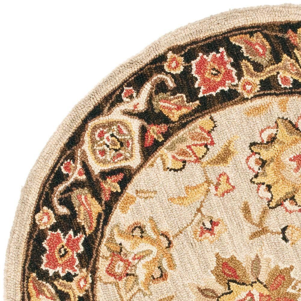 SAFAVIEH Chelsea Kaeden Floral Wool Area Rug, Light Blue/Black, 3' x 3' Round