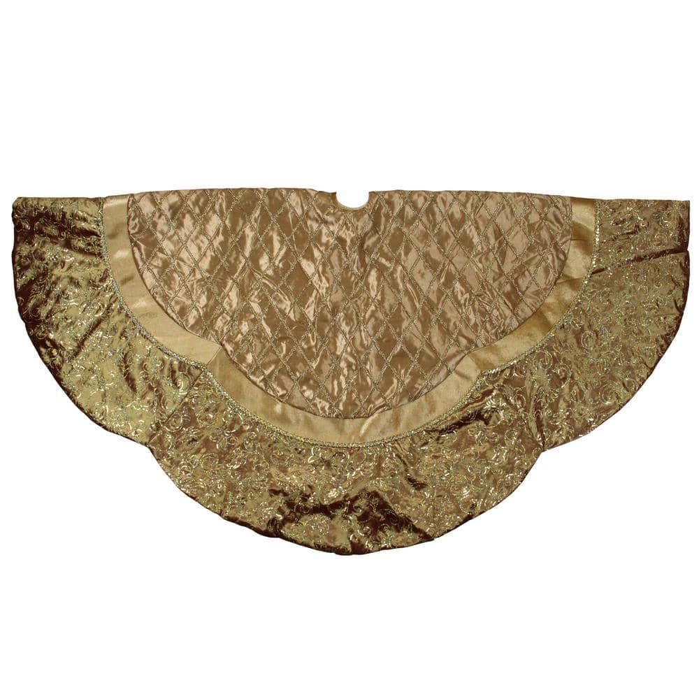 Northlight Seasonal 72" Gold Quilted Christmas Tree Skirt with Iridescent Sequins