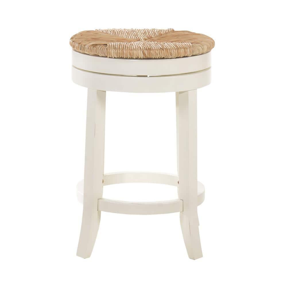 Carolina Classics Irving  24" Swivel Rush Seat Counter Stool in Antique White