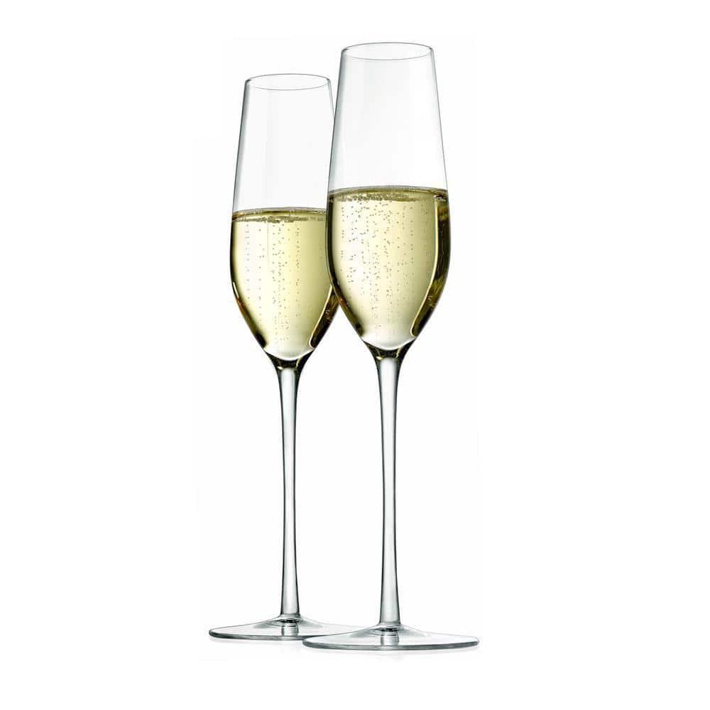 NutriChef 2 Pcs. of Crystal Champagne Flutes - Ultra Clear, Elegant Champagne Glasses, Hand Blown